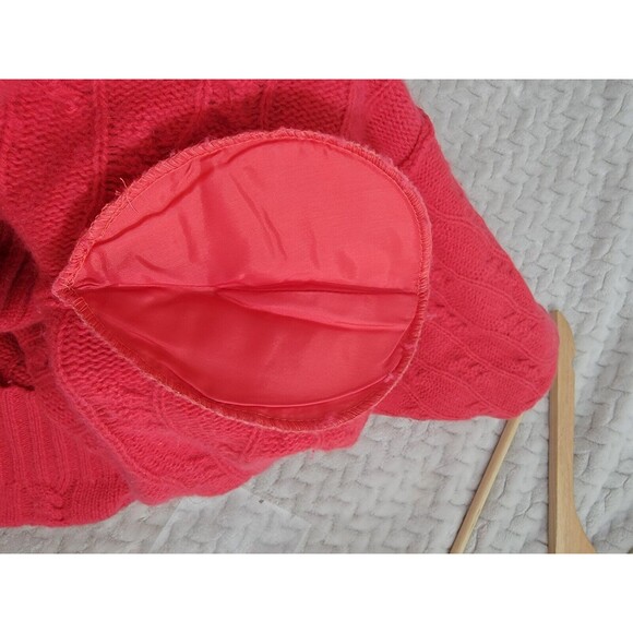 Vtg Express Tricot Y2K Wool Angora Long Cable Turtleneck Sweater Oversized M - Picture 10 of 14